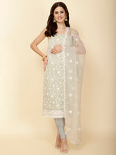 All Over Embroidery Organza Unstitched Suit Piece With Dupatta